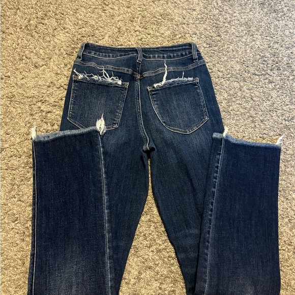 Flying Monkey Dark Blue Distressed Straight Leg Jeans Size 26 - Picture 4 of 6